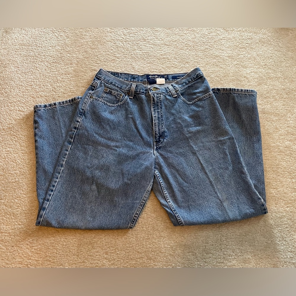 Eddie Bauer - Women Loose Fit Blue Jeans - Size: 14P